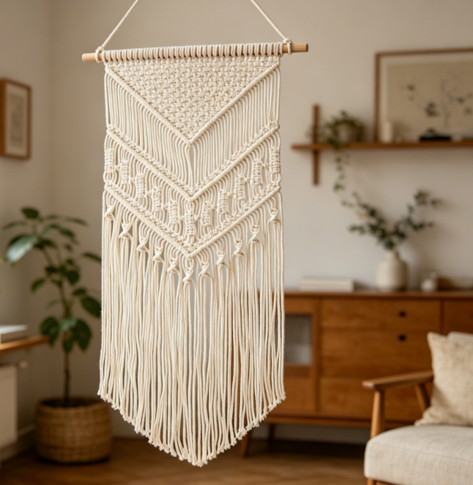 Geometric Yarn Wall Hanging Decor Image 2