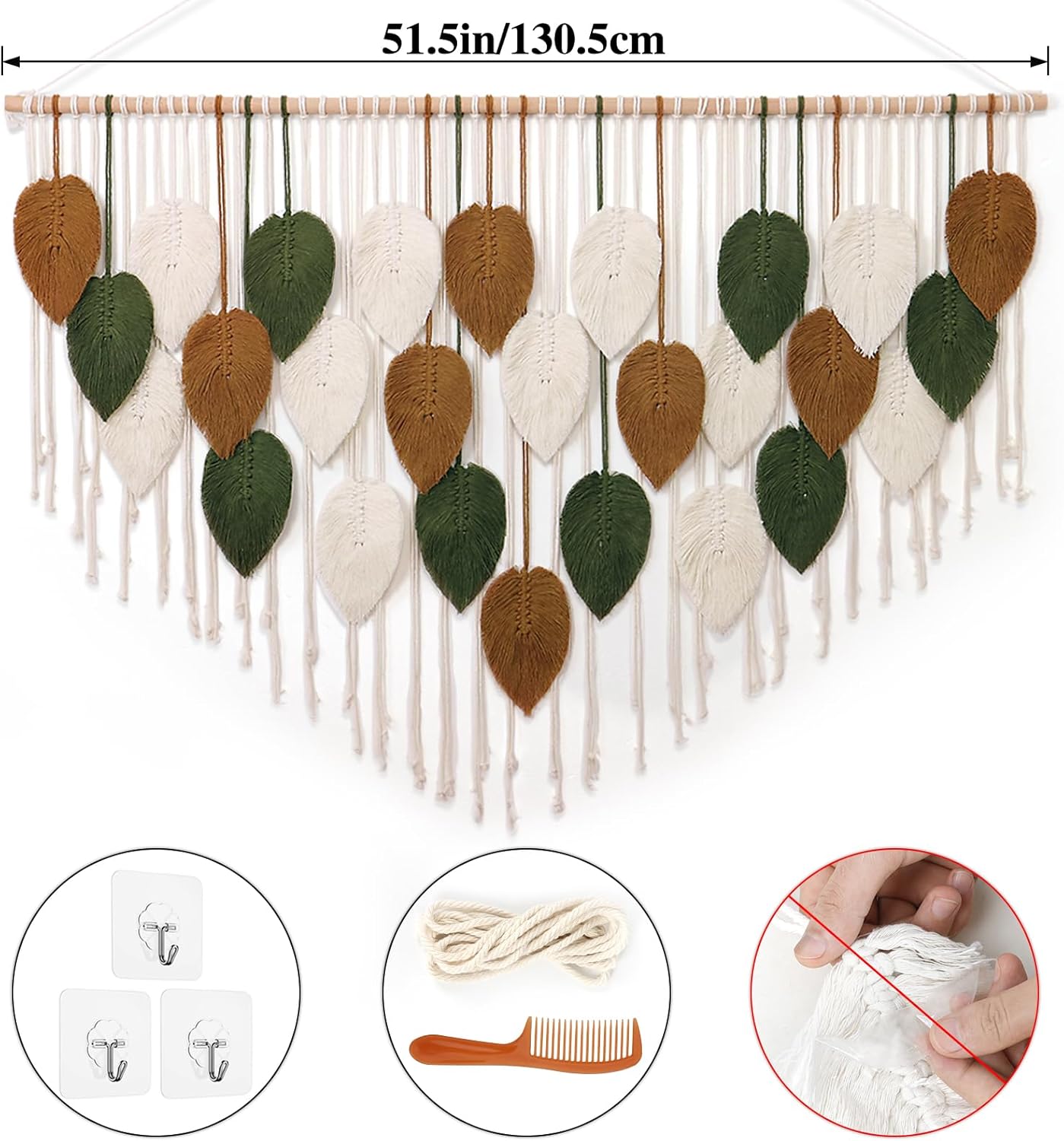 Large Leaf Woven Wall Hanging Decor Image 2